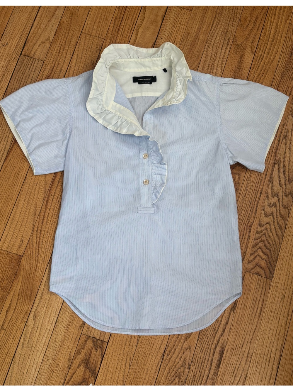 Isabel Marant Étoile blue striped ruffle collar blouse XS